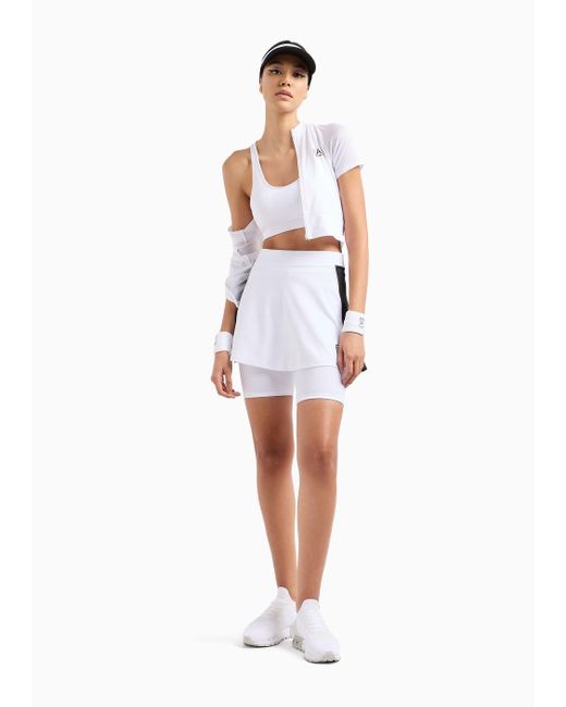 EA7 White Tennis Pro Mini Skirt In Asv Ventus7 Technical Fabric