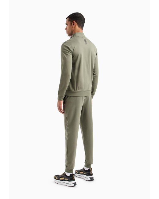 EA7 Green Core Identity Cotton Tracksuit With Logo for men