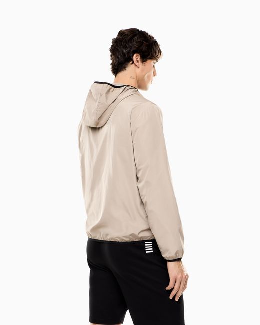 EA7 Natural Technical Hooded Bomber With Zip Closure Core Identity for men