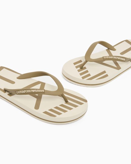 EA7 White Rubber Flip-Flops With Logo