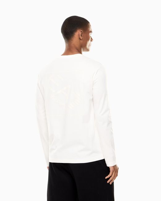 EA7 White Logo Series Cotton Jersey Long-Sleeved T-Shirt for men