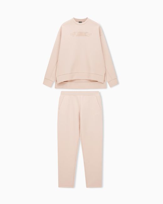 EA7 White Logo Series Trainingsanzug Aus Baumwoll-Interlock