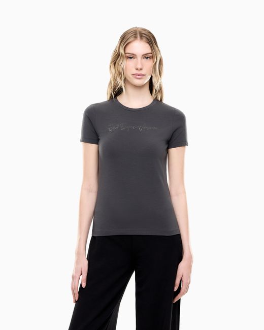 EA7 Black Slim-Fit T-Shirt Logo Series