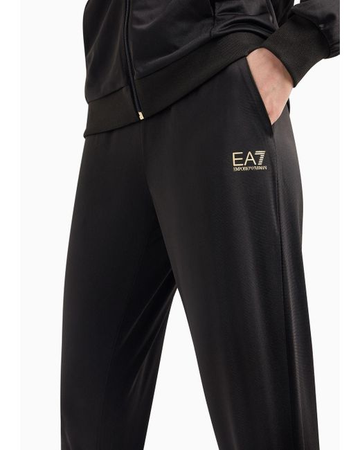 EA7 Black Technical-fabric Tracksuit With Oversized Logo