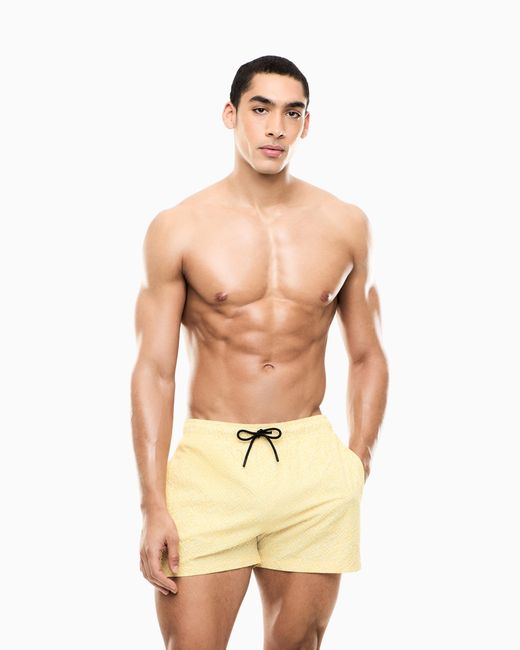 EA7 Yellow Graphic Series Swim Trunks With Monogram Print for men
