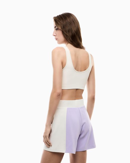 EA7 White Stretch Viscose Interlock Shorts