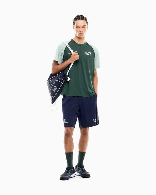 EA7 Green Internazionali Bnl D'Italia Ventus7 Technical Fabric T-Shirt for men