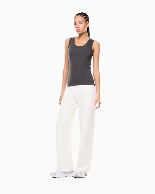 EA7 White Precious Stretch Jersey Trousers