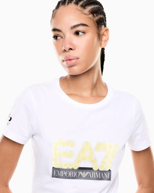 EA7 White Nitto Atp Finals Crew Neck Maxi Logo T-Shirt