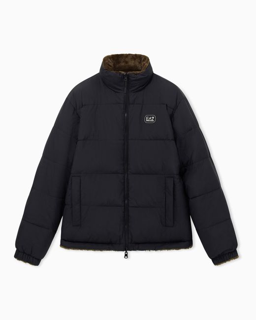 EA7 Blue Oversized Reversible Bomber Jacket With Padding for men