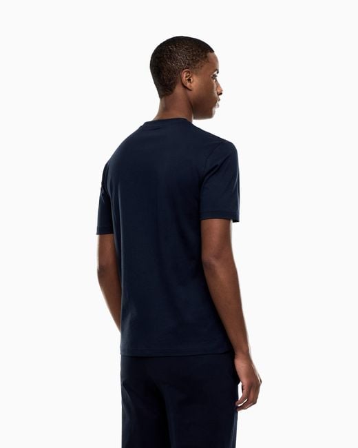 EA7 Blue Visibility Cotton-Jersey Crew-Neck T-Shirt for men