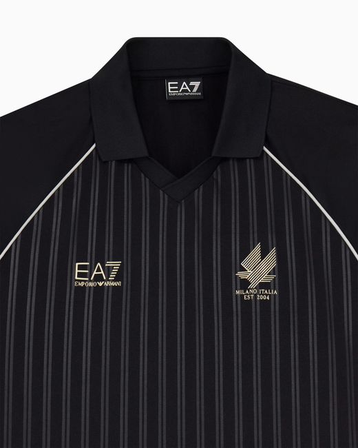 EA7 Black Set Soccer Regular Fit With Polo And Shorts for men