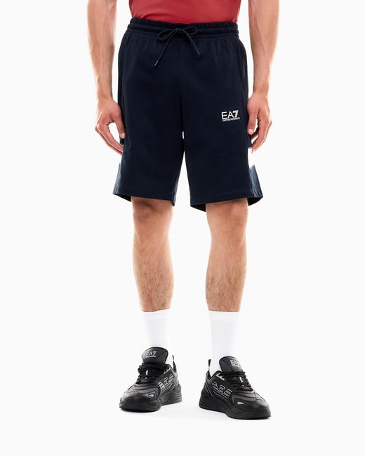 EA7 Blue Core Identity Cotton Bermuda Shorts for men