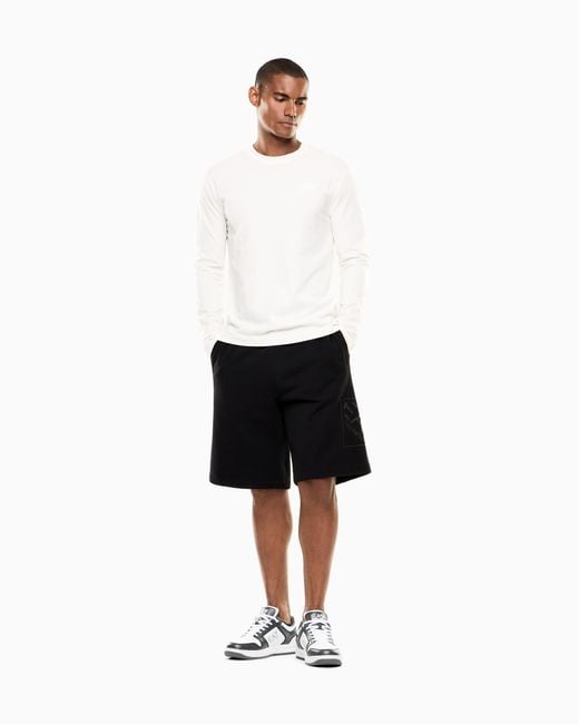 EA7 Black Logo Series Cotton Shorts for men
