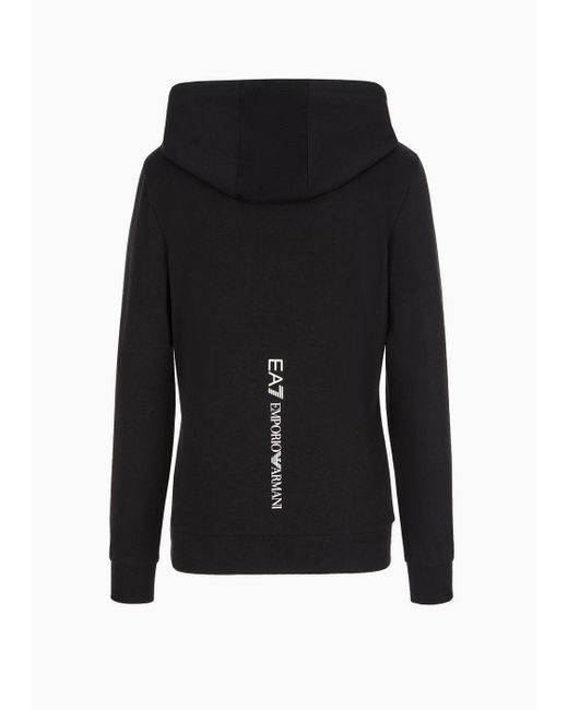 EA7 Black Shiny Sweatshirt Mit Kapuze Aus Baumwolle Mit Stretchanteil
