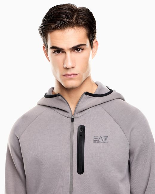 EA7 Gray Dynamic Athlete Hooded Sweatshirt for men