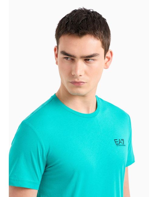 EA7 Core Identity T-shirt Aus Pima-baumwolle in Blue für Herren