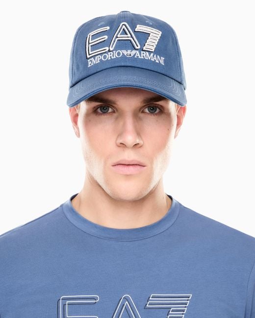 EA7 Blue Visibility Cotton Baseball Cap