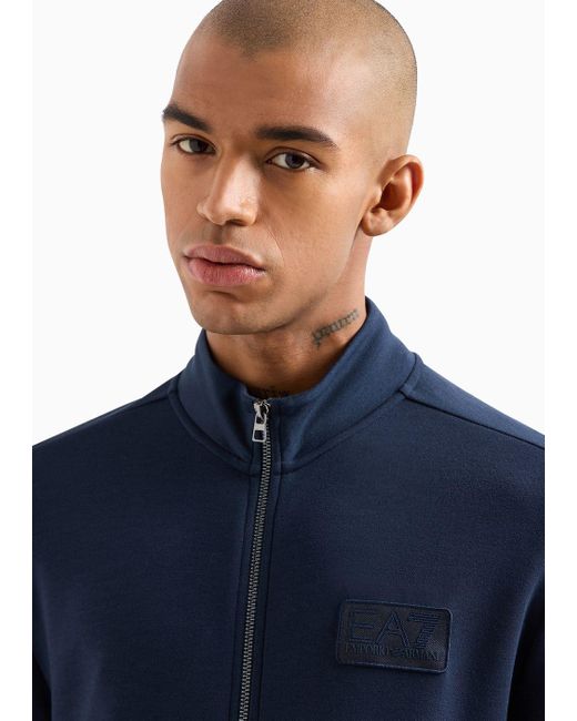 EA7 Blue Lux Identity Modal-blend Zip-up Sweatshirt for men