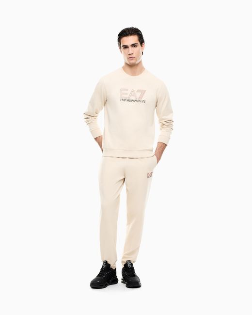 EA7 Natural Visibility Cotton Zip-Up Sweatshirt With Logo for men