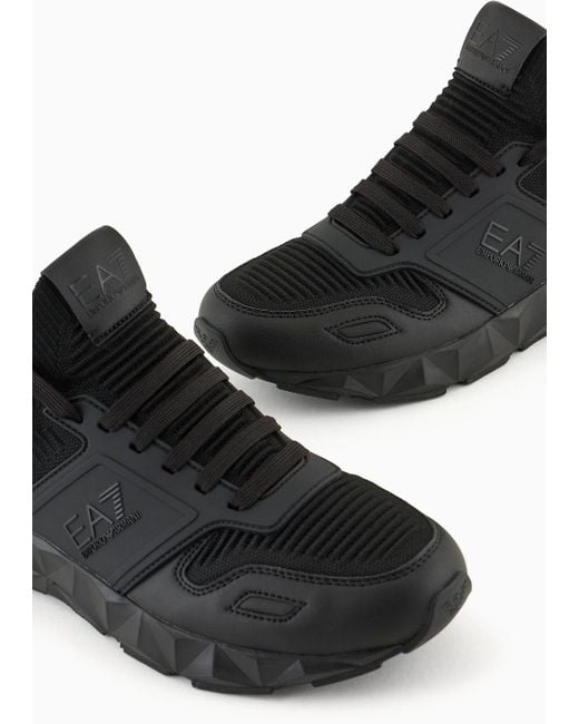 EA7 Black Ultimate C2 Kombat Knit Sneakers