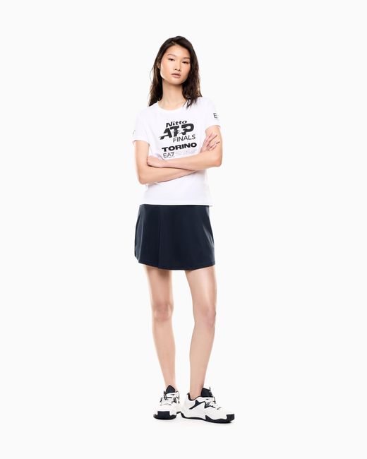 EA7 White Nitto Atp Finals Crew Neck T-Shirt With Event Logo