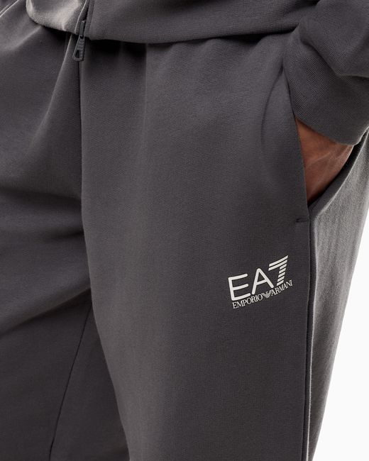 EA7 Gray Summer Block Pure Cotton Tracksuit With Hood for men
