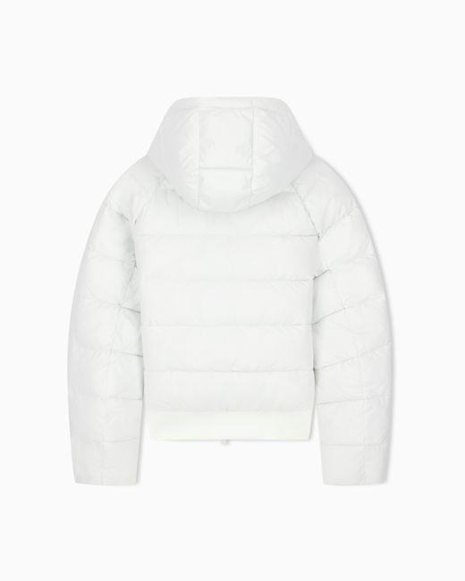 EA7 White Bomber Jacket Regular Fit Padded With Hood