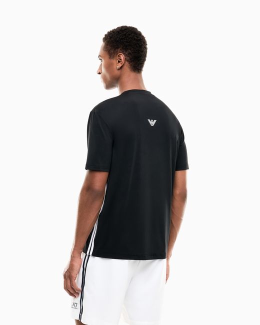 EA7 Black Jersey T-Shirt Tennis Pro Regular Fit With Rib Details for men