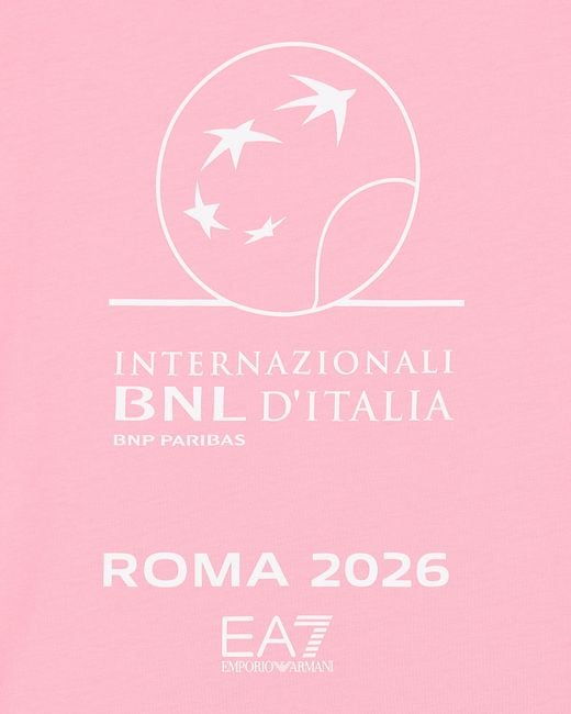 EA7 Pink Internazionali Bnl D'Italia Cotton Crew-Neck T-Shirt