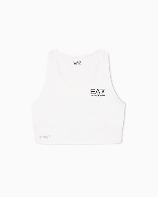EA7 White Medium-Support Sports Bra Tennis Pro