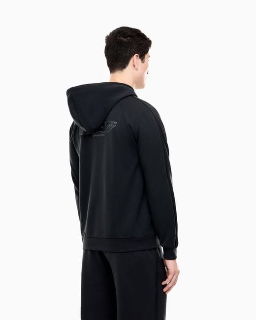 EA7 Blue Full-Zip Hoodie Graphic Series Cotton Blend Regular Fit for men