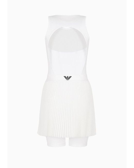 EA7 White Tennis Pro Dress In Ventus7 Technical Fabric