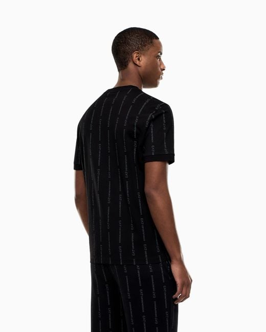 EA7 Black Graphic Series Cotton Crew-Neck T-Shirt for men