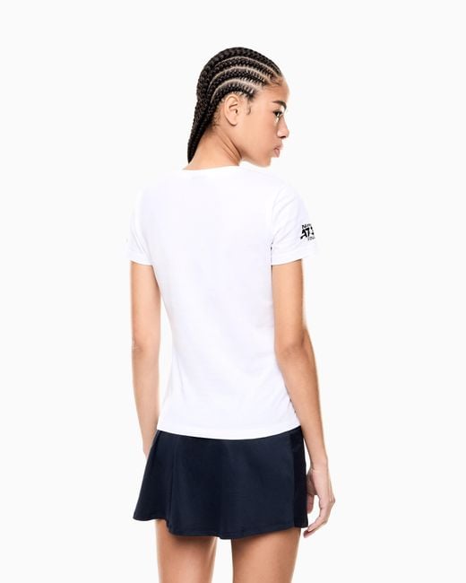 EA7 White Nitto Atp Finals Crew Neck Maxi Logo T-Shirt