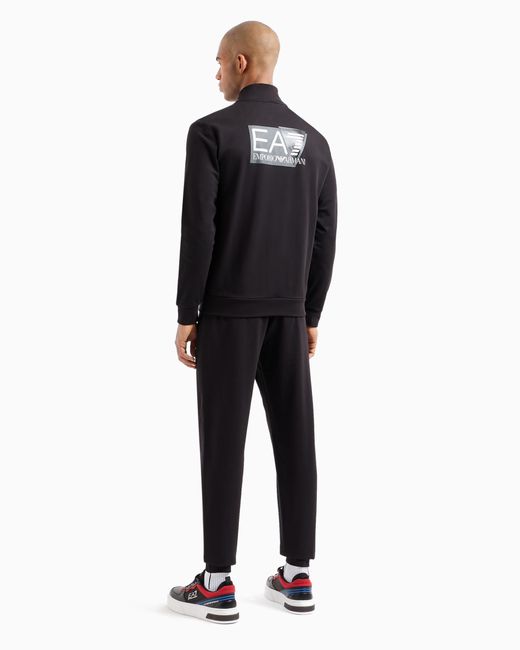 EA7 Cotton Visibility Tracksuit in Black for Men Lyst
