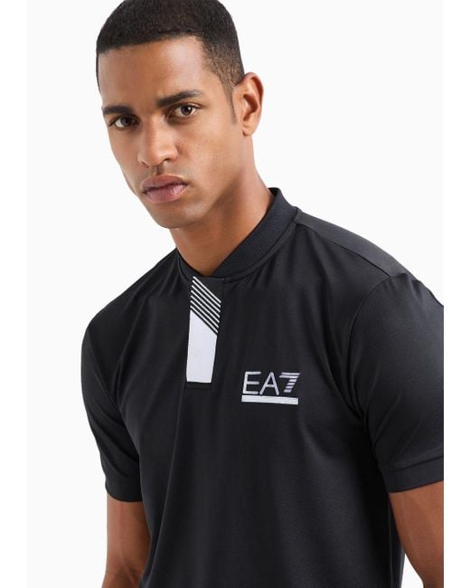 EA7 Tennis Pro Poloshirt Serafino Aus Ventus7-funktionsgewebe in Black für Herren