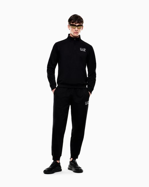 EA7 Black Visibility Pure Cotton Tracksuit for men