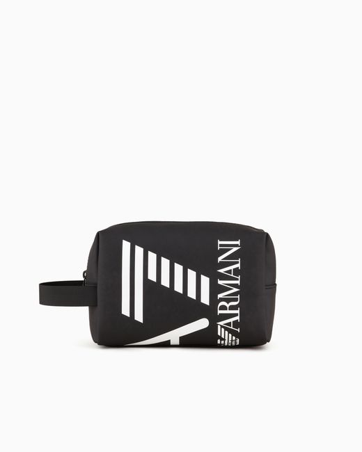 EA7 Black Weekend Bag With Zip And Rubberized Finish Logo Series