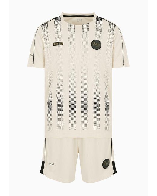 EA7 Soccer-set Mit T-shirt Und Shorts, Gefertigt Aus Ventus7-funktionsgewebe in Natural für Herren