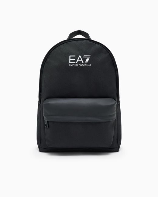 EA7 Black Train Core Round Backpack With Oversized Logo