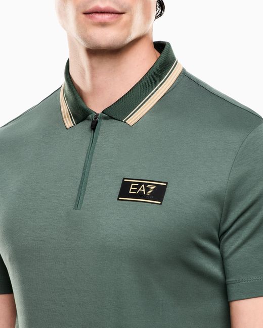 EA7 Green Premium Label Jersey Polo Shirt for men