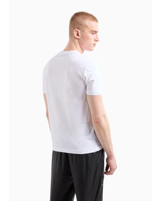 EA7 White Gold Label Pima-cotton Crew-neck T-shirt for men