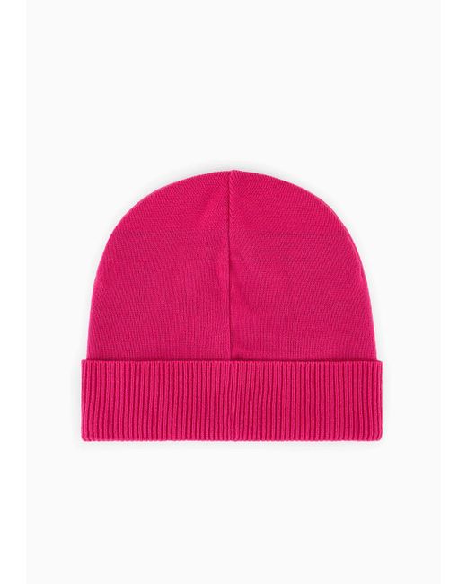 EA7 Pink Beanie With Oversized Logo