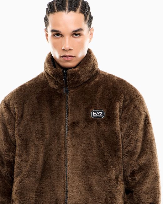 EA7 Blue Oversized Reversible Bomber Jacket With Padding for men