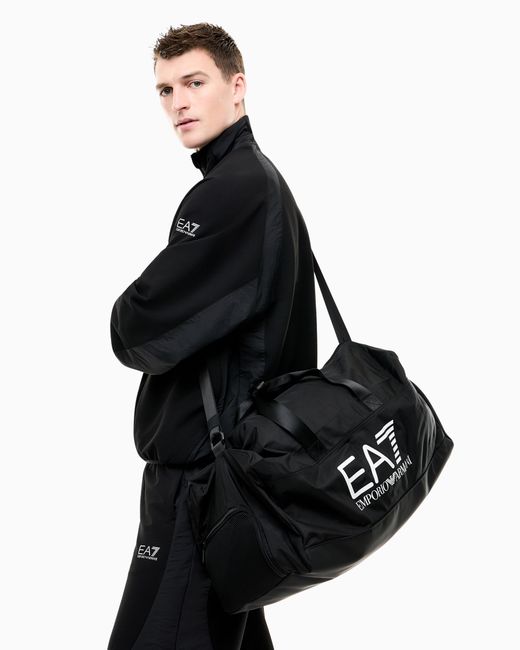 EA7 Black Gym Bag With Outside Coating