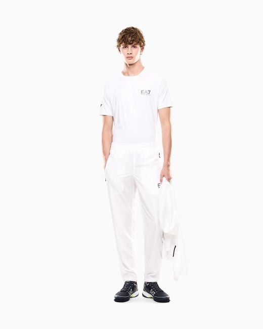 EA7 White Breathable Technical Fabric Ventus7 Shirt Tennis Pro for men