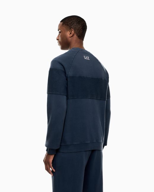 EA7 Blue Pure Cotton Logo Series Sweatshirt for men