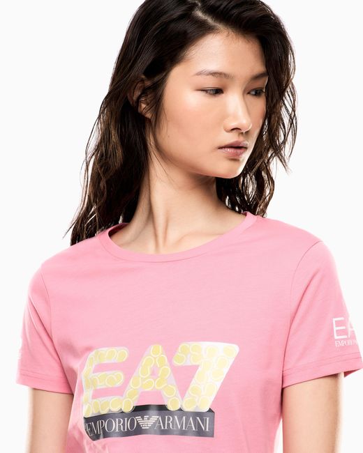 EA7 Pink Nitto Atp Finals Crew Neck Maxi Logo T-Shirt
