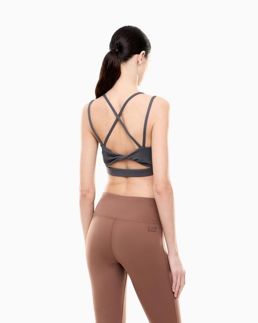 EA7 Gray Light-Support Sports Bra Fullness